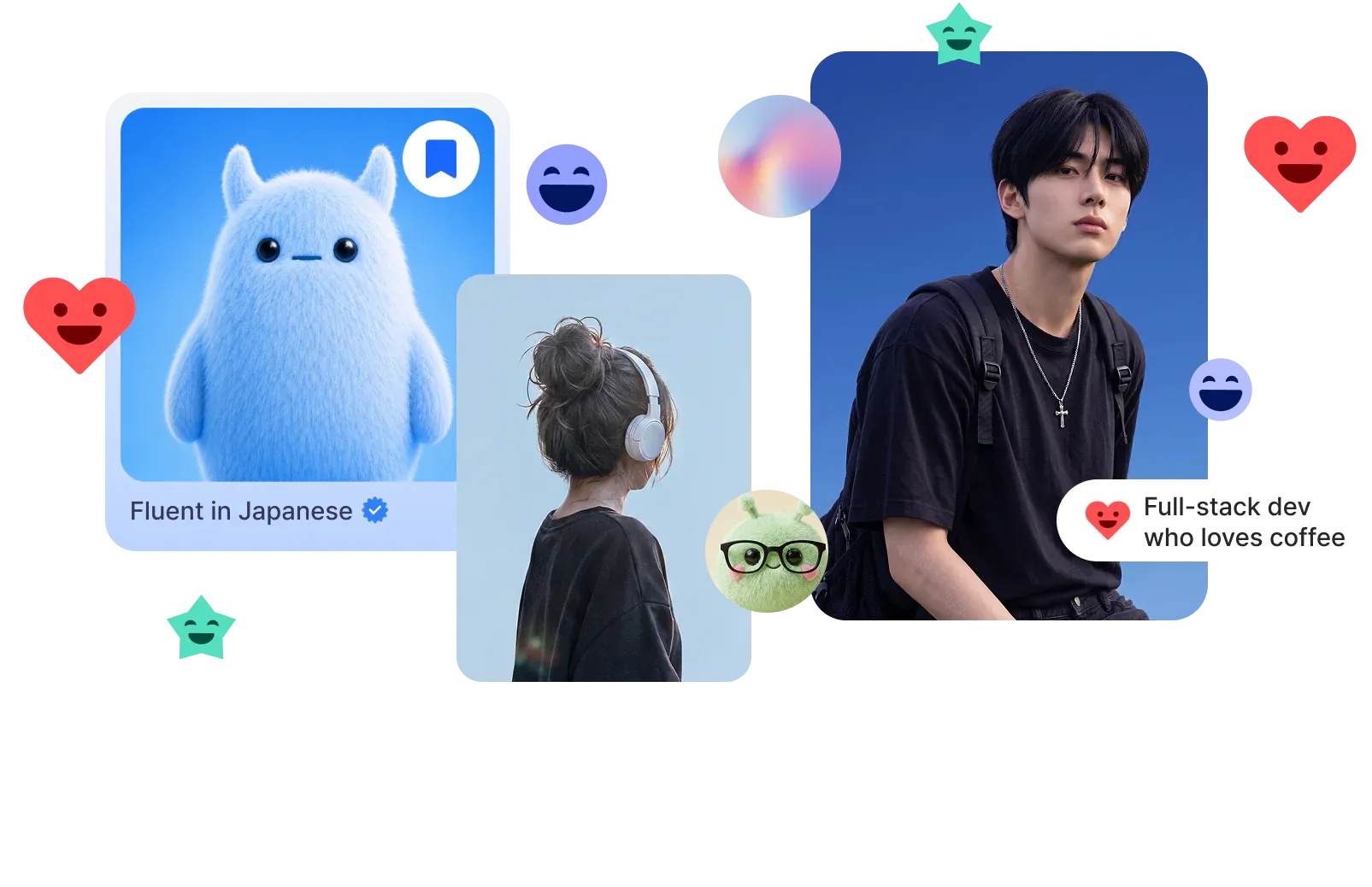 Verified profile cards gathered together