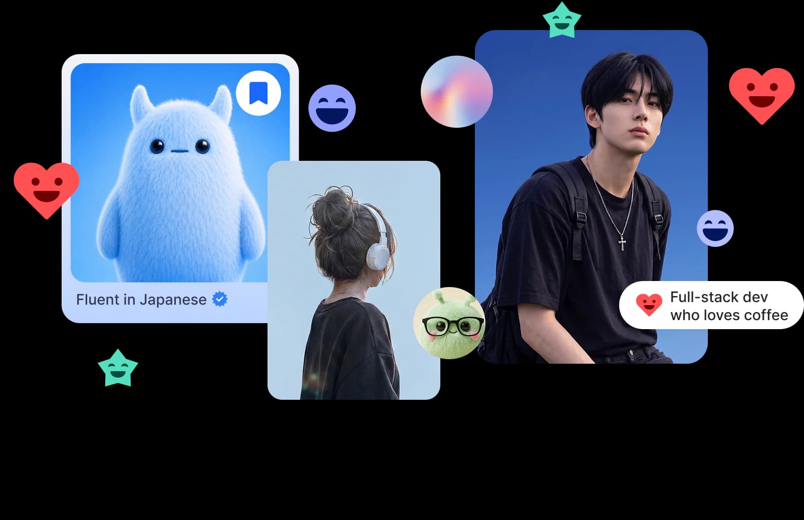 Verified profile cards gathered together